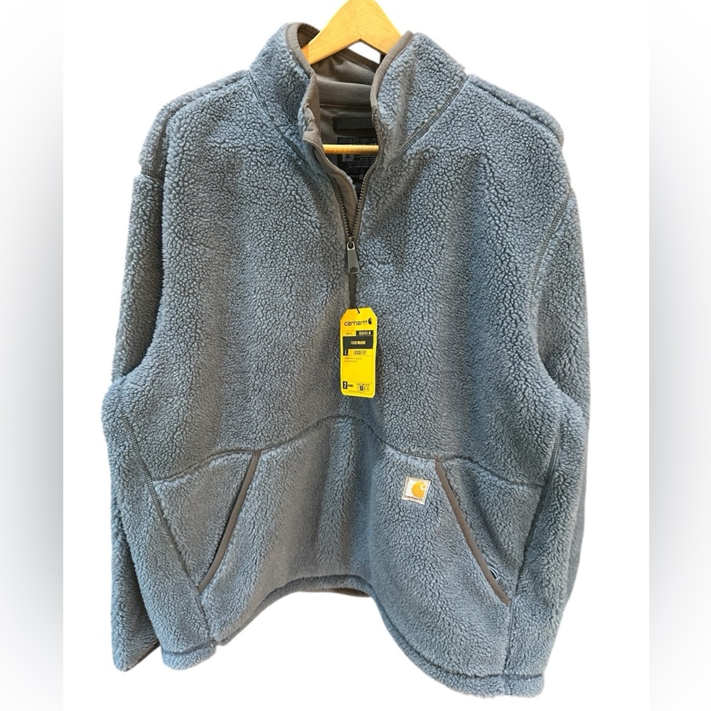 CARHARTT Loose Fit Sherpa Fleece 3/4 Zip Pullover Blue Model #0J6443-M Sz XL-NWT